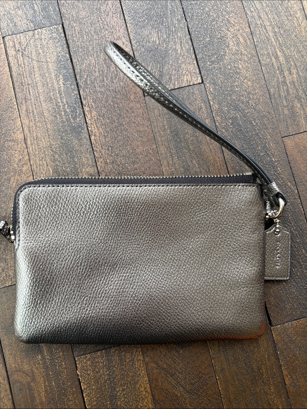 Coach Metallic Pewter Wristlet Pouch - Picture 2 of 3